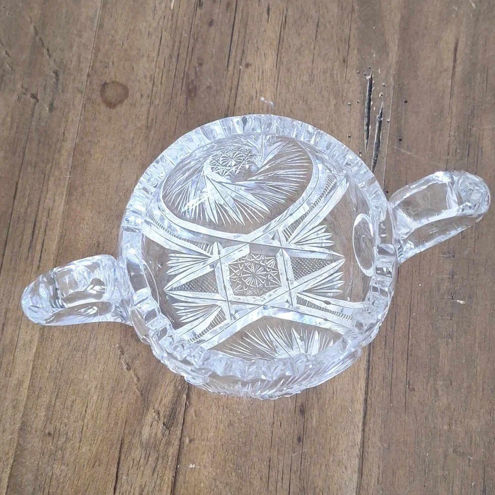 Vintage Pressed Glass Sugar Bowl – Starburst Pattern with Handles
